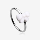 Kawaii Pop Fluffy Bow-Tie Bendable Hoop Ring-White
