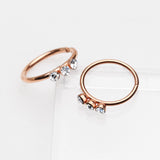 Detail View 2 of Rose Gold Triple Gem Sparkle Bendable Twist Hoop Ring-Clear Gem