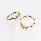 Detail View 2 of Golden Triple Gem Sparkle Bendable Twist Hoop Ring-Clear Gem