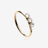 Golden Triple Gem Sparkle Bendable Twist Hoop Ring