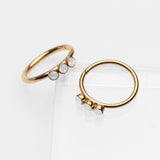 Detail View 2 of Golden Triple Opalite Sparkle Bendable Twist Hoop Ring-White