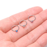 Detail View 3 of Fire Opal Sparkle Bezel Set Bendable Hoop Ring-Blue Opal