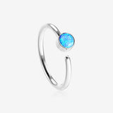 Fire Opal Sparkle Bezel Set Bendable Hoop Ring