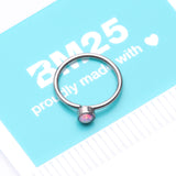 Detail View 4 of Fire Opal Sparkle Bezel Set Bendable Hoop Ring-Pink Opal