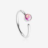 Fire Opal Sparkle Bezel Set Bendable Hoop Ring