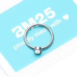 Detail View 4 of Fire Opal Sparkle Bezel Set Bendable Hoop Ring-White Opal