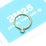 Detail View 4 of Golden Fire Opal Sparkle Bezel Set Bendable Hoop Ring-White Opal