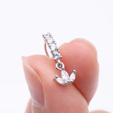 Detail View 2 of Trefoil Marquise Floral Sparkle Dangle Multi-Gem Lined Bendable Hoop Ring-Clear Gem