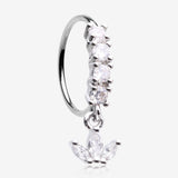 Trefoil Marquise Floral Sparkle Dangle Multi-Gem Lined Bendable Hoop Ring
