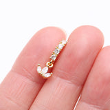 Detail View 2 of Golden Trefoil Marquise Floral Sparkle Dangle Multi-Gem Lined Bendable Hoop Ring-Clear Gem