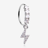 Lightning Bolt Sparkle Dangle Multi-Gem Lined Bendable Hoop Ring