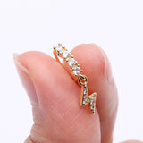 Detail View 2 of Golden Lightning Bolt Sparkle Dangle Multi-Gem Lined Bendable Hoop Ring-Clear Gem