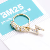 Detail View 3 of Golden Lightning Bolt Sparkle Dangle Multi-Gem Lined Bendable Hoop Ring-Clear Gem