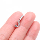 Detail View 2 of Crescent Moon and Star Sparkle Dangle Multi-Gem Lined Bendable Hoop Ring-Clear Gem