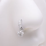 Detail View 1 of Grand Daisy Flower Sparkle Multi-Gem Lined Bendable Hoop Ring-Clear Gem