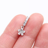 Detail View 2 of Grand Daisy Flower Sparkle Multi-Gem Lined Bendable Hoop Ring-Clear Gem