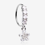Grand Daisy Flower Sparkle Multi-Gem Lined Bendable Hoop Ring