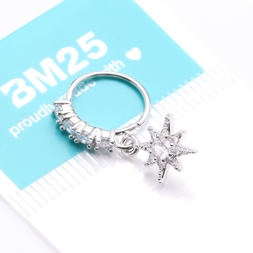 Detail View 3 of Cosmic Starburst Sparkle Multi-Gem Lined Bendable Hoop Ring-Clear Gem