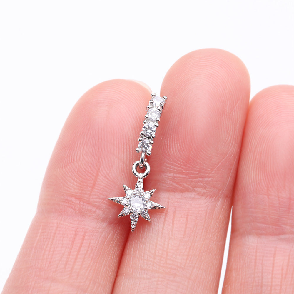 Detail View 2 of Cosmic Starburst Sparkle Multi-Gem Lined Bendable Hoop Ring-Clear Gem