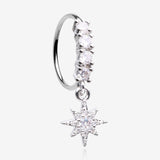 Cosmic Starburst Sparkle Multi-Gem Lined Bendable Hoop Ring
