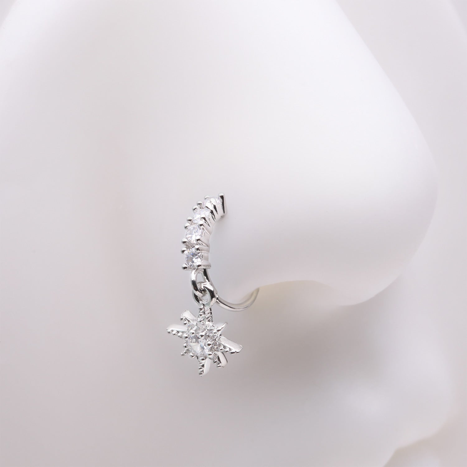 Detail View 1 of Cosmic Starburst Sparkle Multi-Gem Lined Bendable Hoop Ring-Clear Gem