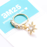 Detail View 3 of Golden Cosmic Starburst Sparkle Multi-Gem Lined Bendable Hoop Ring-Clear Gem