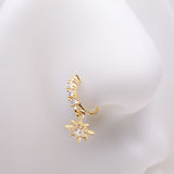 Detail View 1 of Golden Cosmic Starburst Sparkle Multi-Gem Lined Bendable Hoop Ring-Clear Gem