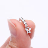 Detail View 2 of Butterfly Marquise Sparkle Dangle Multi-Gem Lined Bendable Hoop Ring-Clear Gem