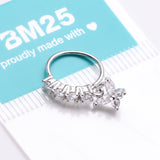 Detail View 3 of Butterfly Marquise Sparkle Dangle Multi-Gem Lined Bendable Hoop Ring-Clear Gem