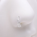 Detail View 1 of Spring Flower Sparkle Dangle Multi-Gem Lined Bendable Hoop Ring-Clear Gem