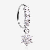 Spring Flower Sparkle Dangle Multi-Gem Lined Bendable Hoop Ring