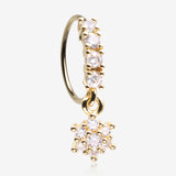 Golden Spring Flower Sparkle Dangle Multi-Gem Lined Bendable Hoop Ring