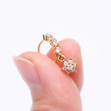 Detail View 2 of Golden Spring Flower Sparkle Dangle Multi-Gem Lined Bendable Hoop Ring-Clear Gem