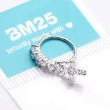 Detail View 3 of Brilliant Cross Sparkle Dangle Multi-Gem Lined Bendable Hoop Ring-Clear Gem