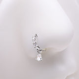 Detail View 1 of Brilliant Teardrop Prong Gem Sparkle Multi-Gem Lined Bendable Hoop Ring-Clear Gem