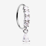 Brilliant Teardrop Prong Gem Sparkle Multi-Gem Lined Bendable Hoop Ring