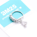 Detail View 3 of Brilliant Teardrop Prong Gem Sparkle Multi-Gem Lined Bendable Hoop Ring-Clear Gem