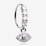 All Seeing Eye Sparkle Dangle Multi-Gem Lined Bendable Hoop Ring