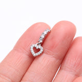 Detail View 2 of Heart Loop Sparkle Dangle Multi-Gem Lined Bendable Hoop Ring-Clear Gem