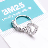 Detail View 3 of Heart Loop Sparkle Dangle Multi-Gem Lined Bendable Hoop Ring-Clear Gem