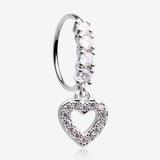 Heart Loop Sparkle Dangle Multi-Gem Lined Bendable Hoop Ring