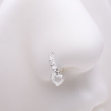 Detail View 1 of Heart Loop Sparkle Dangle Multi-Gem Lined Bendable Hoop Ring-Clear Gem