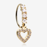Golden Heart Loop Sparkle Dangle Multi-Gem Lined Bendable Hoop Ring