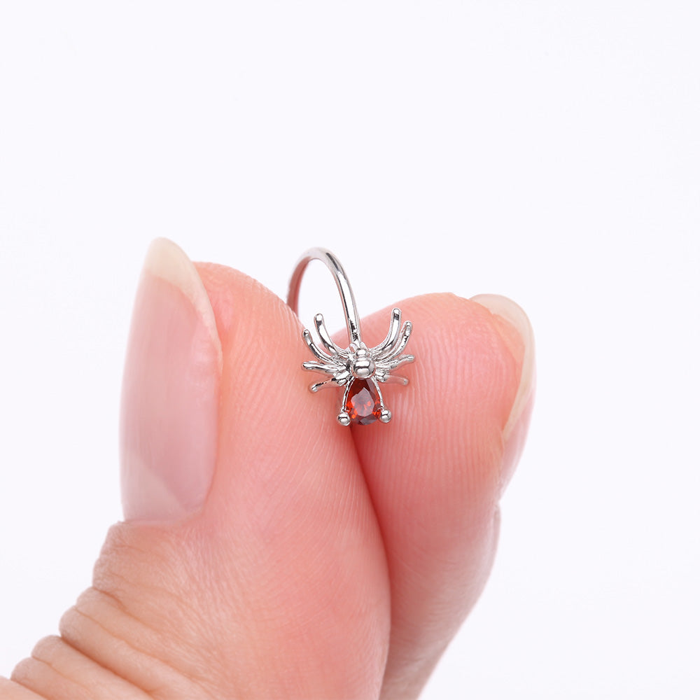 Detail View 2 of Spider Sparkle Bendable Hoop Ring-Red