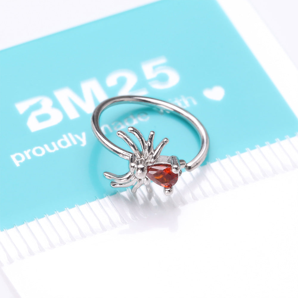 Detail View 4 of Spider Sparkle Bendable Hoop Ring-Red