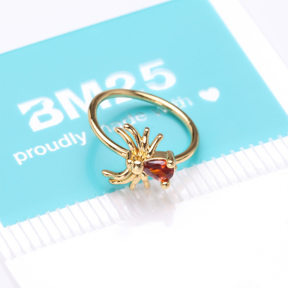 Detail View 4 of Golden Spider Sparkle Bendable Hoop Ring-Red