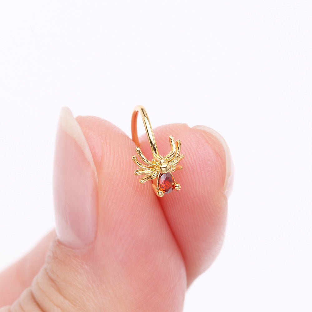 Detail View 2 of Golden Spider Sparkle Bendable Hoop Ring-Red