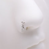 Detail View 1 of Sparkle Heart Loop Dangle Gem Drop Bendable Hoop Ring-Clear Gem