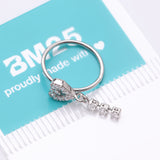 Detail View 4 of Sparkle Heart Loop Dangle Gem Drop Bendable Hoop Ring-Clear Gem