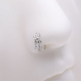 Detail View 1 of Sparkle Flower Dangle Gem Drop Bendable Hoop Ring-Clear Gem